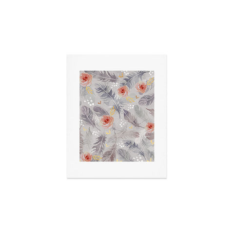 Marta Barragan Camarasa Abstract floral with feathers Art Print