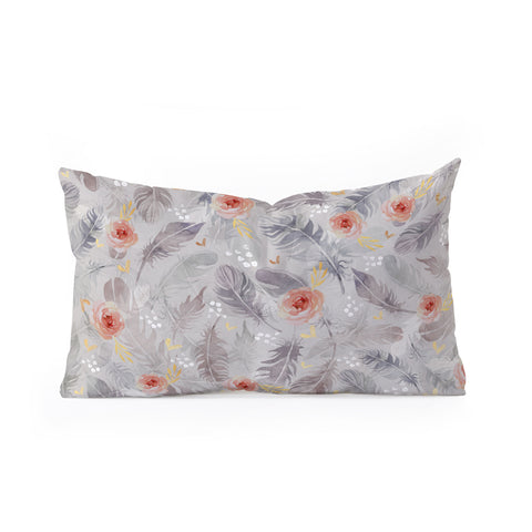 Marta Barragan Camarasa Abstract floral with feathers Oblong Throw Pillow