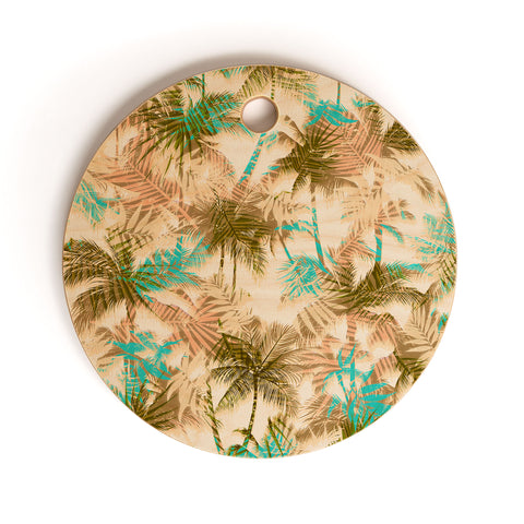 Marta Barragan Camarasa Abstract leaf and tropical palm trees Cutting Board Round