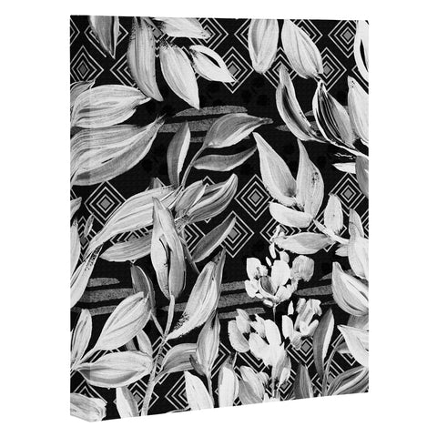 Marta Barragan Camarasa Black and white plants with geometric Art Canvas