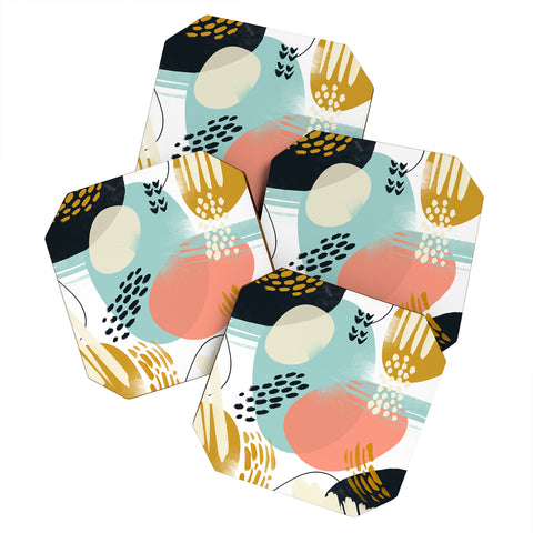 Marta Barragan Camarasa Brushstrokes abstract art Coaster Set