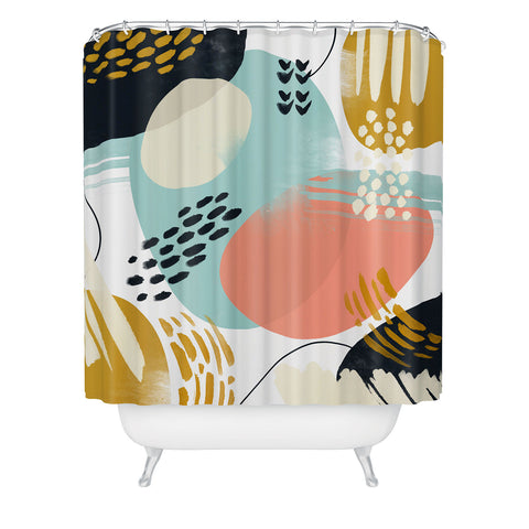 Marta Barragan Camarasa Brushstrokes abstract art Shower Curtain