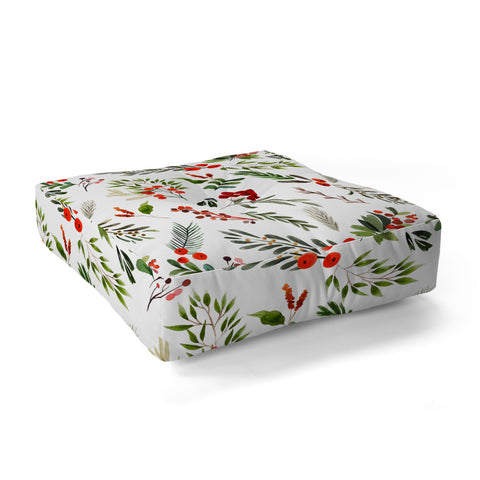 Marta Barragan Camarasa Christmas Botany 001 Floor Pillow Square