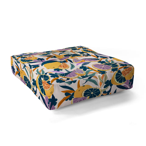 Marta Barragan Camarasa Colorful lemons and oranges F Floor Pillow Square