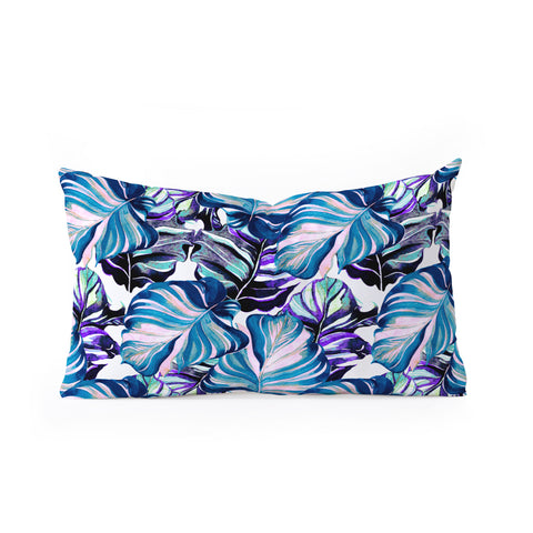 Marta Barragan Camarasa Exotic leaf pattern purple and blue Oblong Throw Pillow