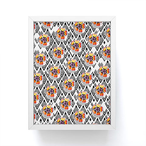 Marta Barragan Camarasa Flowers and rhombuses pattern Framed Mini Art Print