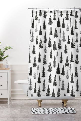 Marta Barragan Camarasa Forest in BW Shower Curtain And Mat