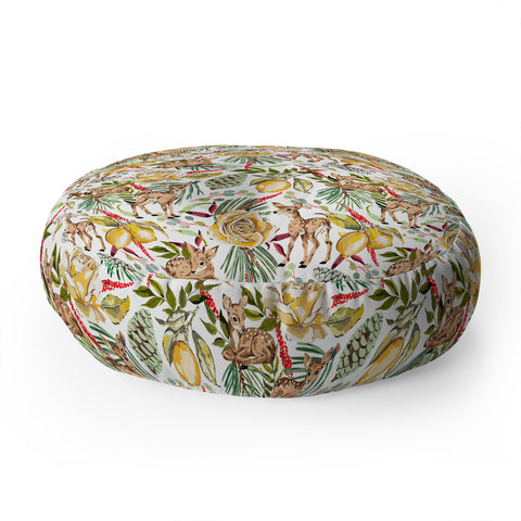 Marta Barragan Camarasa Lemons in the fawn forest 22 Floor Pillow Round