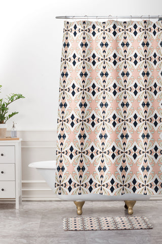 Marta Barragan Camarasa Mosaic pattern geometric marbled 0I Shower Curtain And Mat
