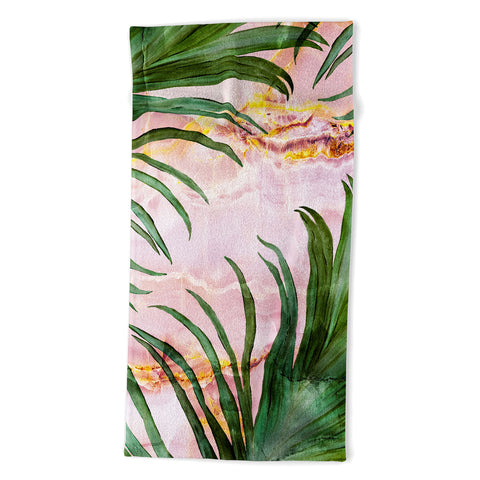 Marta Barragan Camarasa Palm leaf on marble 01 Beach Towel