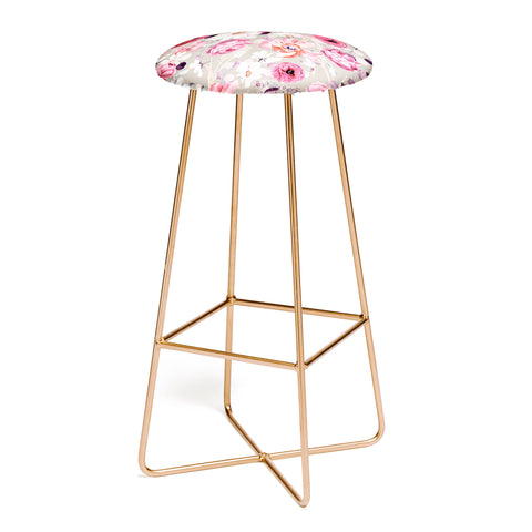 Marta Barragan Camarasa Pink and white flower garden Bar Stool