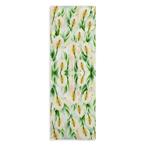 Marta Barragan Camarasa White Watercolor Exotic Flowers Yoga Towel