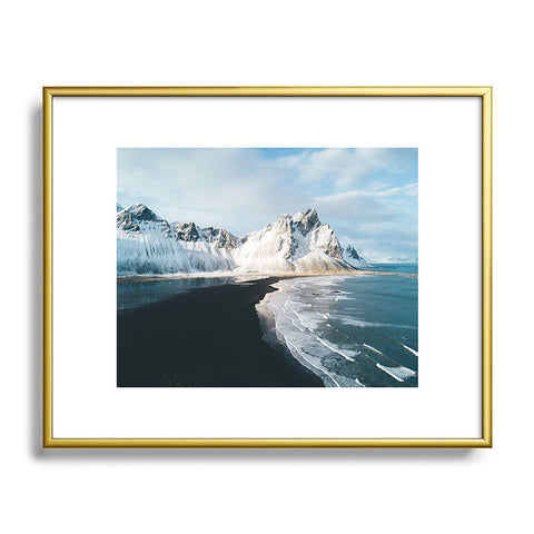 Michael Schauer Iceland Mountain Beach Metal Framed Art Print