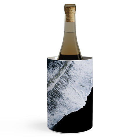 Michael Schauer Waves crashing on a black sand beach Wine Chiller