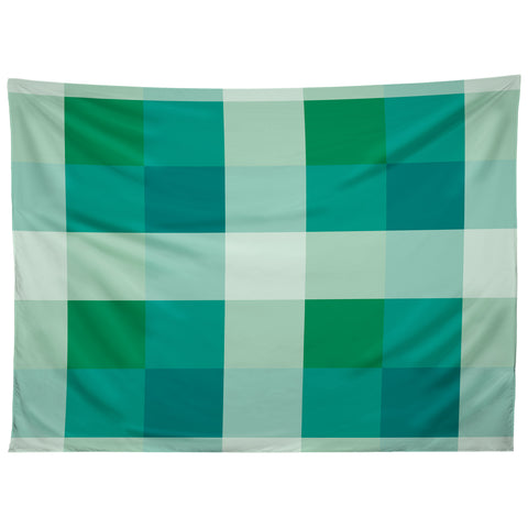 Miho retro color illusion blue green Tapestry