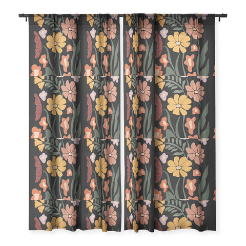 Miho TROPICAL floral night Sheer Window Curtain