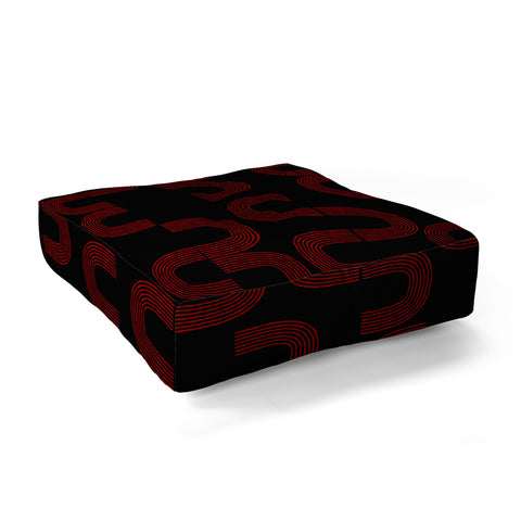 Mirimo Meetings Red on Black Floor Pillow Square