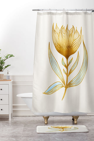 Modern Tropical Bohemian Sunflower Shower Curtain And Mat