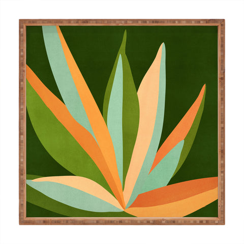 Modern Tropical Colorful Agave Painted Cactus Square Tray