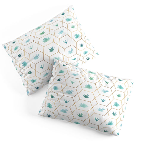 Modern Tropical Geometric Succulents Pillow Shams