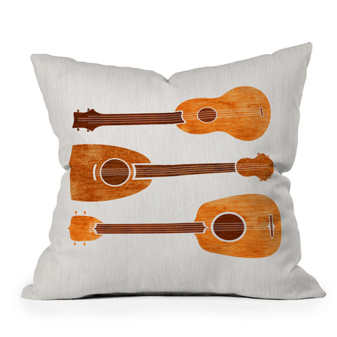 Modern Tropical Hawaiian Ukuleles Throw Pillow