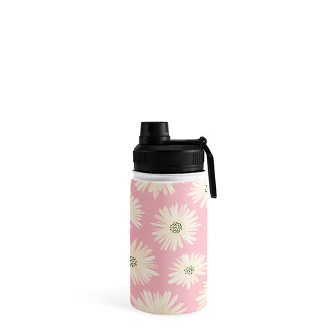 Modern Tropical Playful Pink Floral Water Bottle
