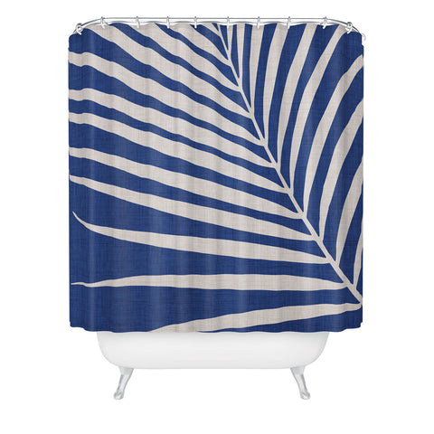 Modern Tropical Vintage Indigo Palm Shower Curtain