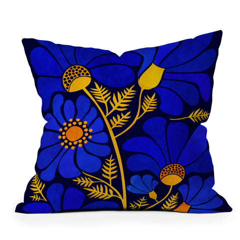 Modern Tropical Wildflower Garden Throw Pillow