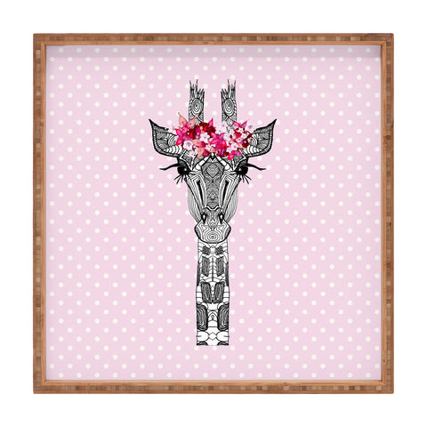 Monika Strigel 1P FLOWER GIRL GIRAFFE PINK Square Tray