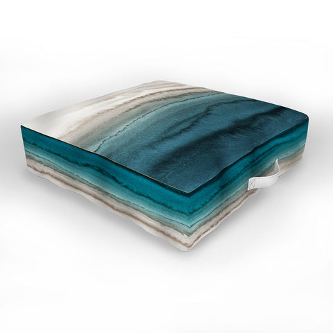 Monika Strigel WITHIN THE TIDES CRASHING WAVES TEAL Outdoor Floor Cushion