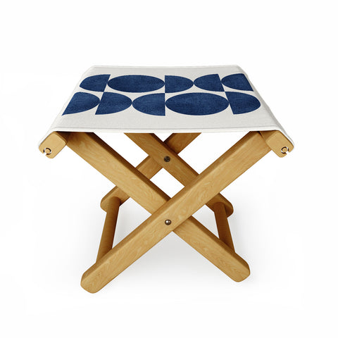 MoonlightPrint Blue navy retro scandinavian mid century Folding Stool