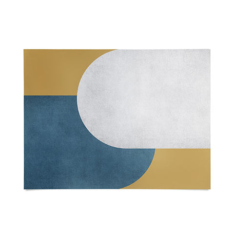 MoonlightPrint Halfmoon Colorblock White Blue on Gold Poster