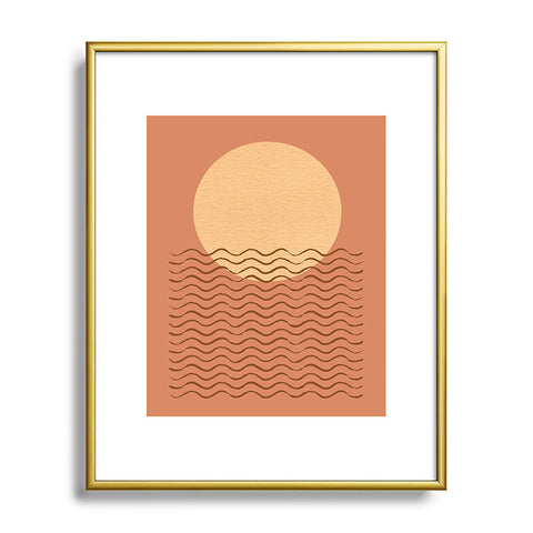 MoonlightPrint Ocean Wave Terracotta Mid Century Metal Framed Art Print