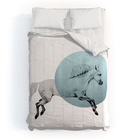 Morgan Kendall White Horse Comforter
