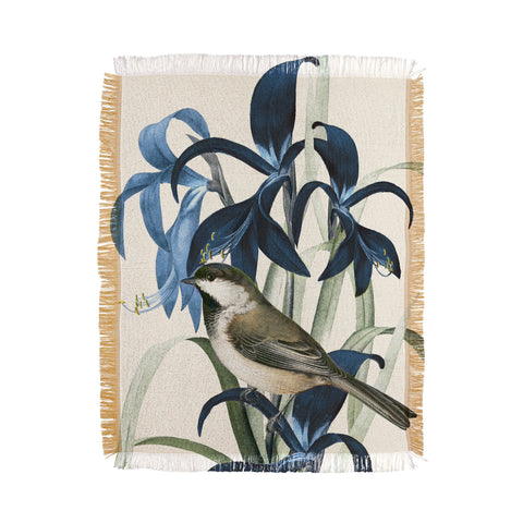 Nadja Little Bird and Flowers II Throw Blanket