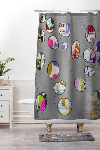 Natalie Baca Circles At Twilight Shower Curtain And Mat