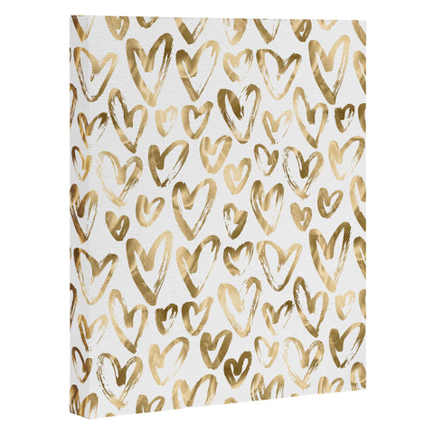 Nature Magick Gold Love Hearts Pattern Art Canvas