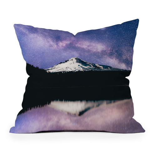 Nature Magick Mount Hood Galaxy Lake Throw Pillow