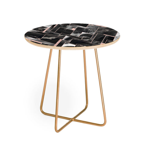 Nature Magick Rose Gold Geometric Watercolor Round Side Table