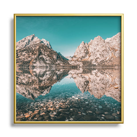 Nature Magick Teal Teton National Park Lake Metal Square Framed Art Print