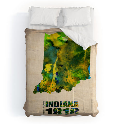 Naxart Indiana Watercolor Map Comforter