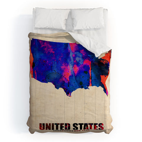 Naxart USA Watercolor Map 1 Comforter