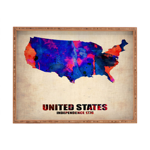 Naxart USA Watercolor Map 1 Rectangular Tray