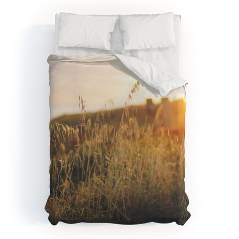 Ninasclicks Golden Beach vegetation at sunset Duvet Cover