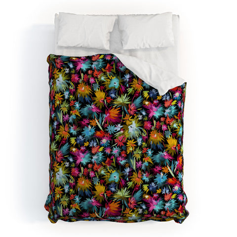 Ninola Design Abstract Flowers Neon Jungle Comforter