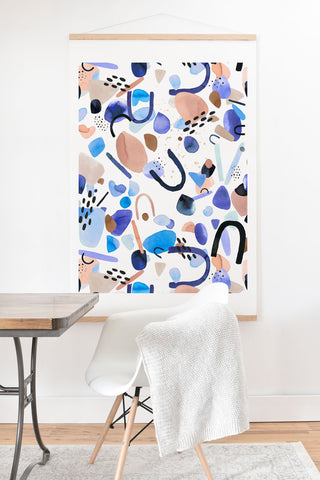 Ninola Design Abstract geo shapes Blue Art Print And Hanger