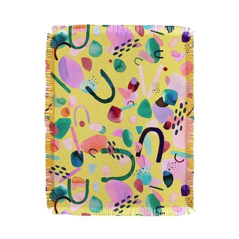 Ninola Design Abstract geo shapes Yellow Throw Blanket