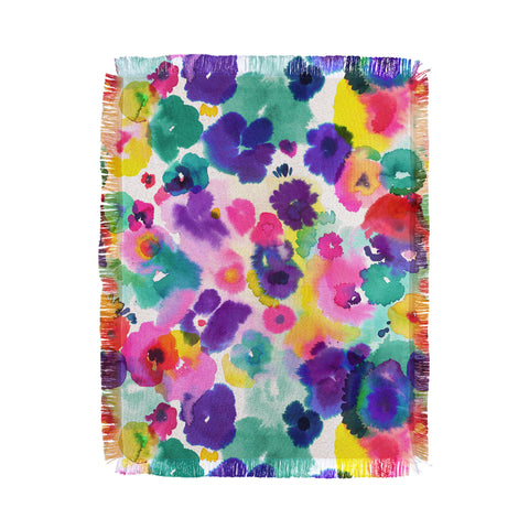 Ninola Design Abstract spring blooms watercolor Throw Blanket