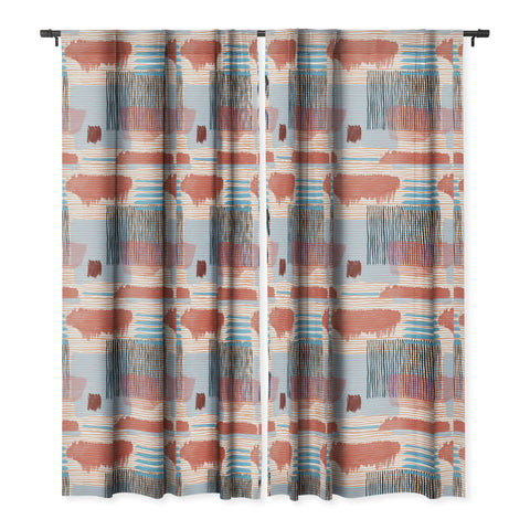 Ninola Design Abstract striped geo red Blackout Window Curtain