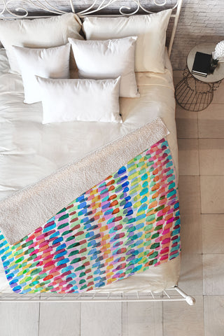 Ninola Design Artsy Strokes Stripes Color Fleece Throw Blanket